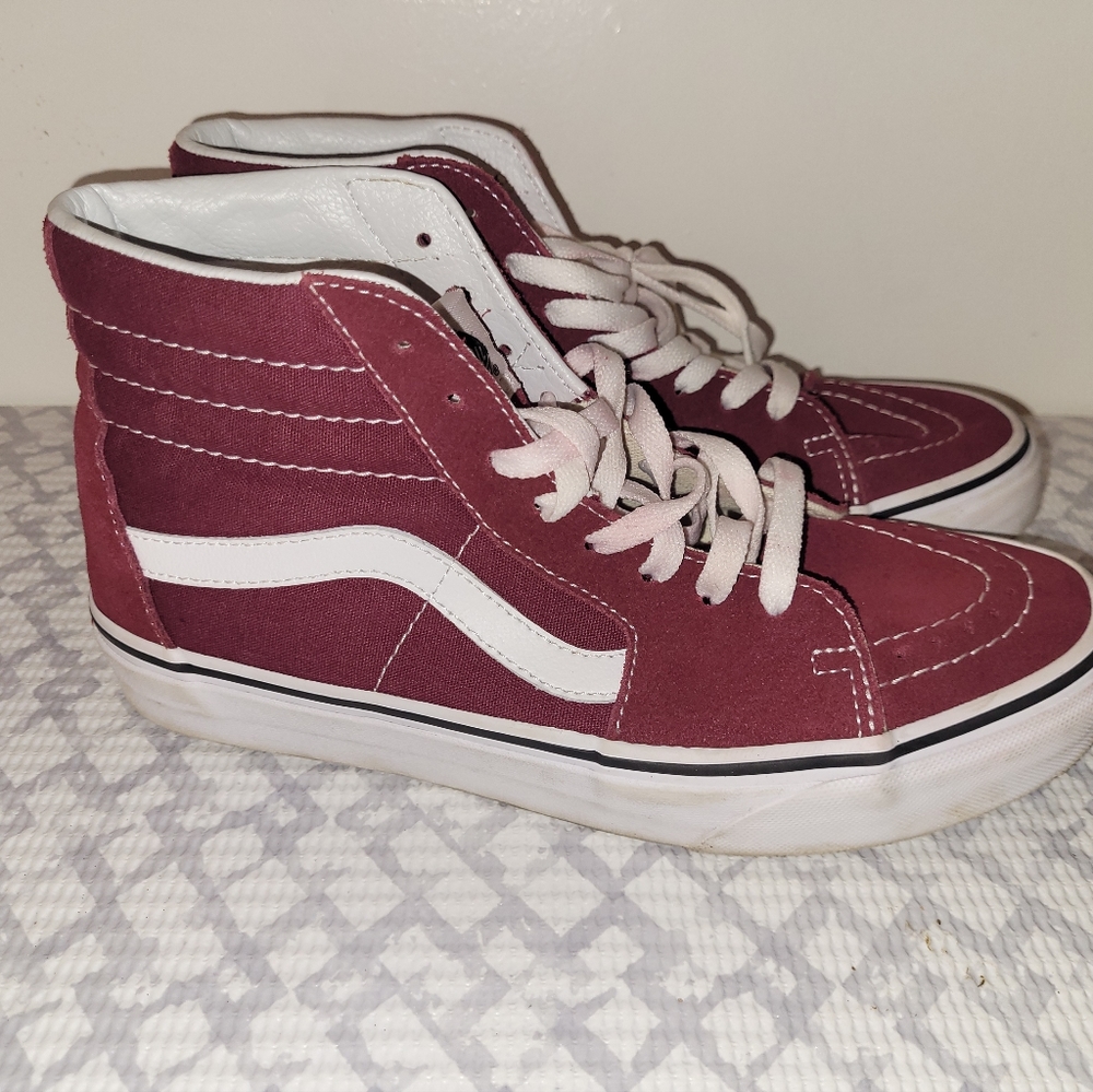 Vans Skateboard Maroon Hi-Tops Shoes- Size- 8.5